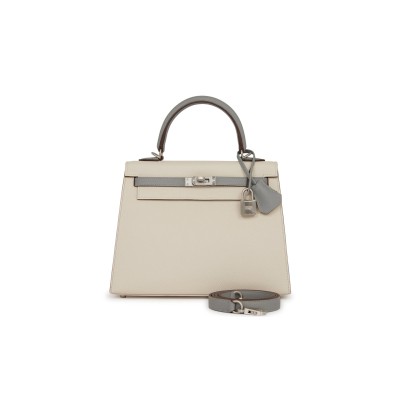 HERMES KELLY 25 EPSOM BRUSHED PALLADIUM HARDWARE (25*17*7cm)